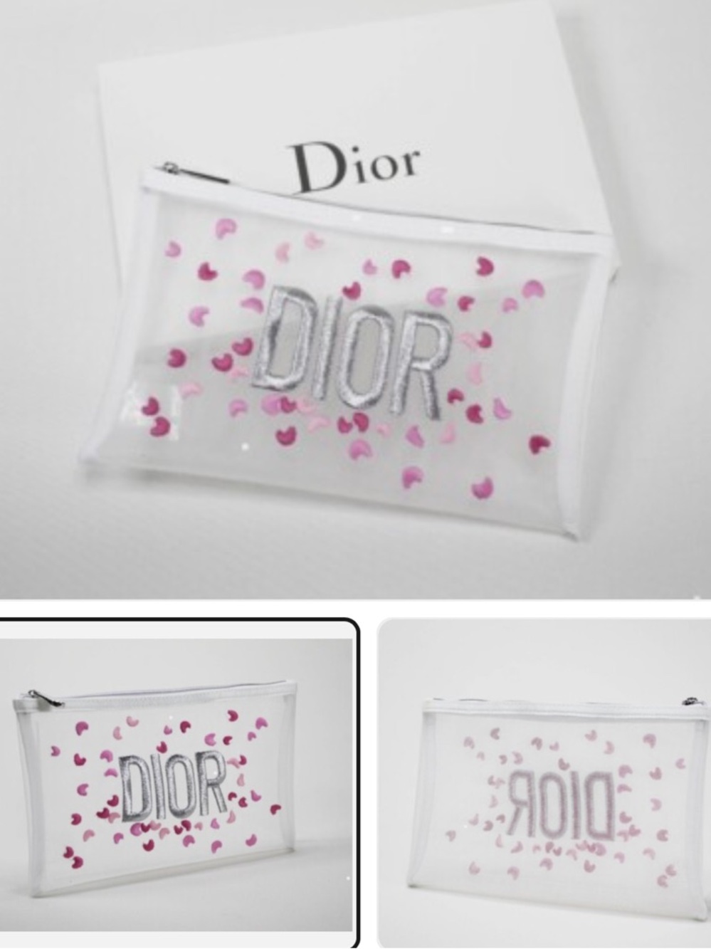 Dior Beauty White Mesh Pouch